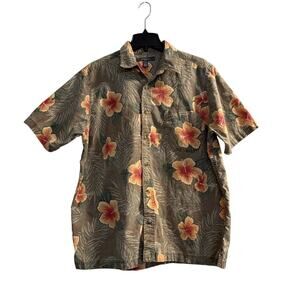 Croft & Barrow Linen Hawaiian Floral Shirt men Size L collared